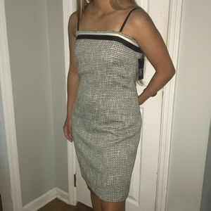 Inc Houndstooth dress with ribbon trim